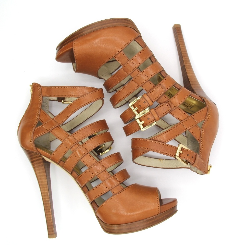 Michael Kors Brown Peep Toe Platform Heels